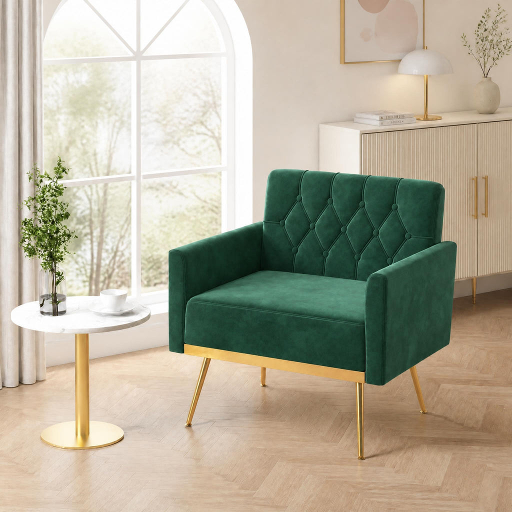 Green Velvet Accent Chairs Set of 2 W303096