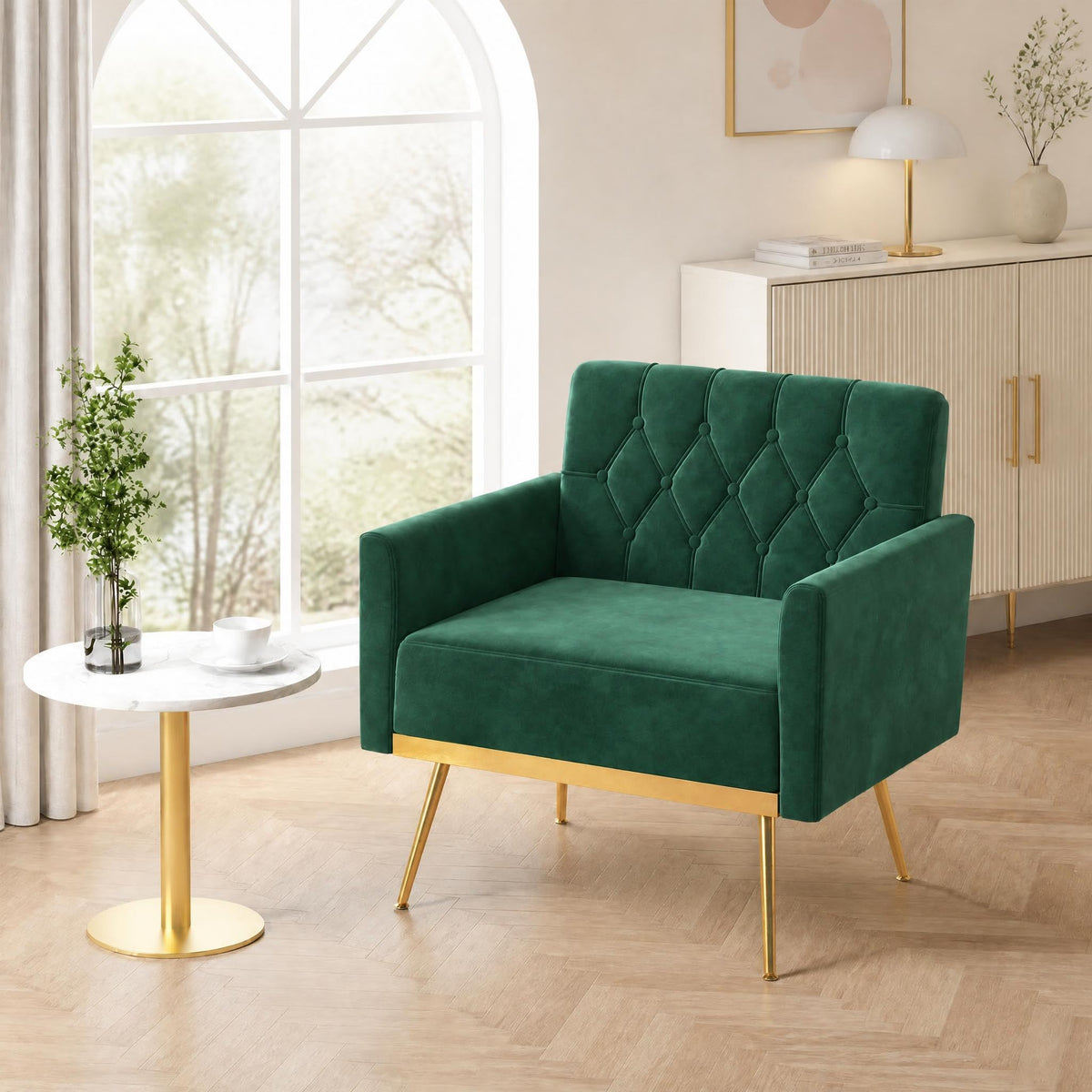 Green Velvet Accent Chairs Set of 2 W303096