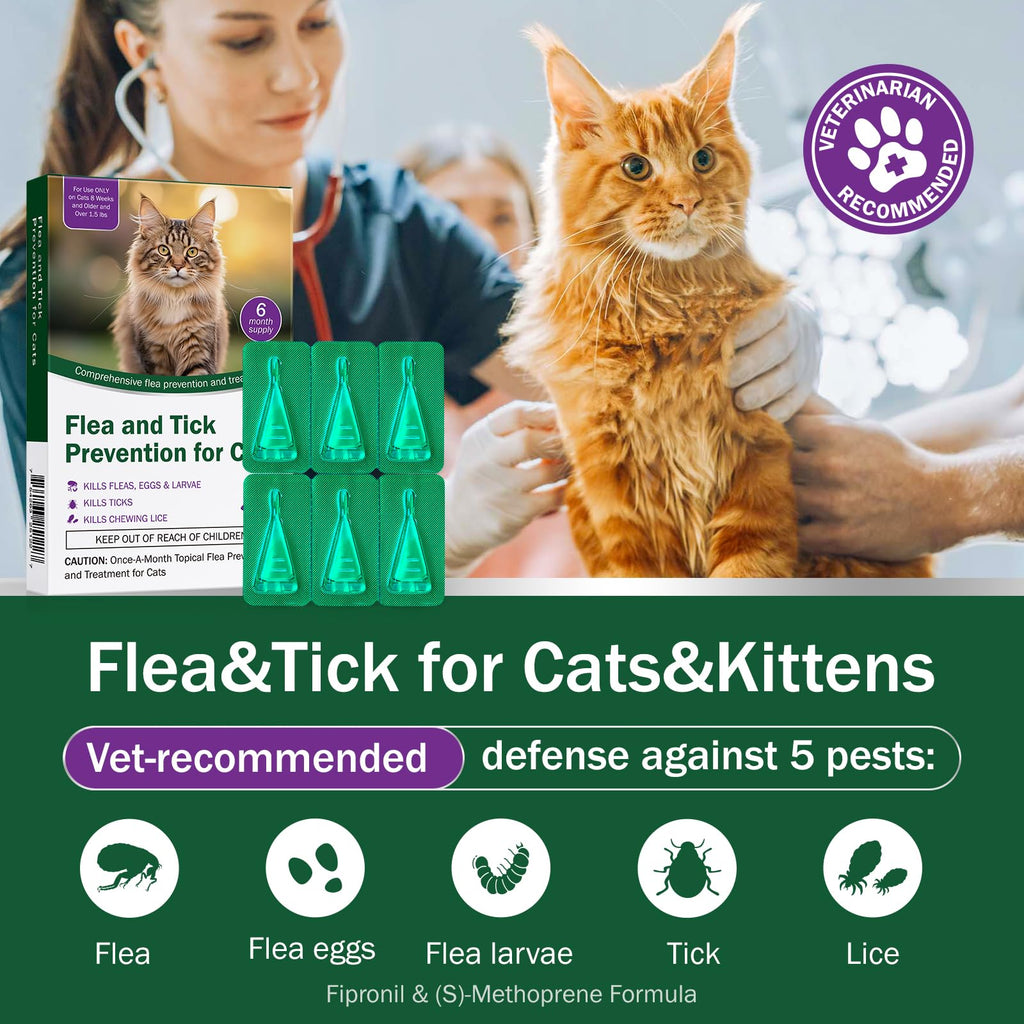 Cat Flea and Tick Prevention 6-Month Supply K7507