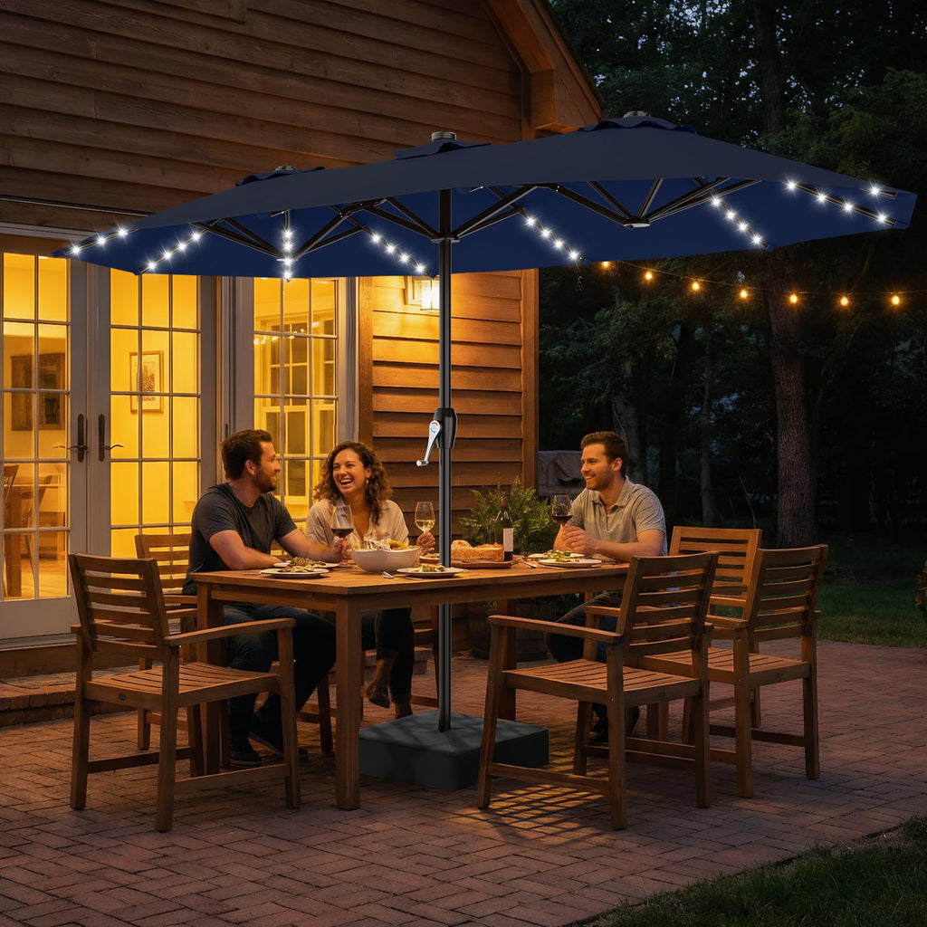 15FT Double Sided Solar Lights Patio Umbrella R252
