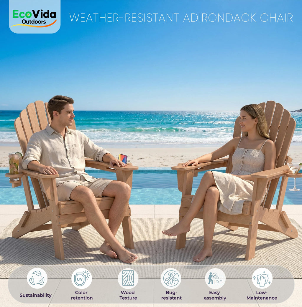 HDPE Adirondack Chair Set of 4 with Cup Holders B318261