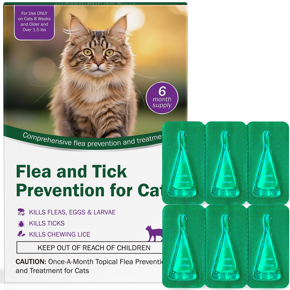 Cat Flea and Tick Prevention 6-Month Supply K7507
