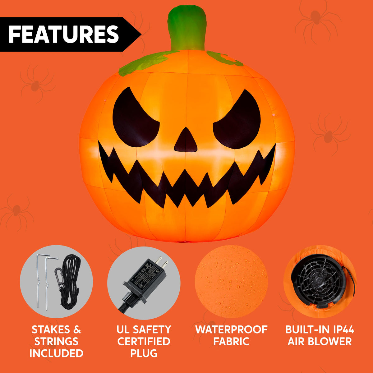 10FT Tall Inflatable Pumpkin with Built-in LED Lights D243