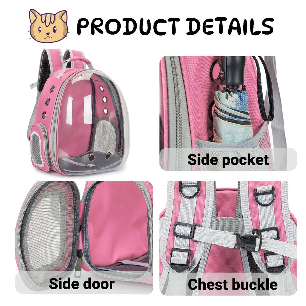 Cat Backpack Carrier Bubble Carrying Bag Pink X6121