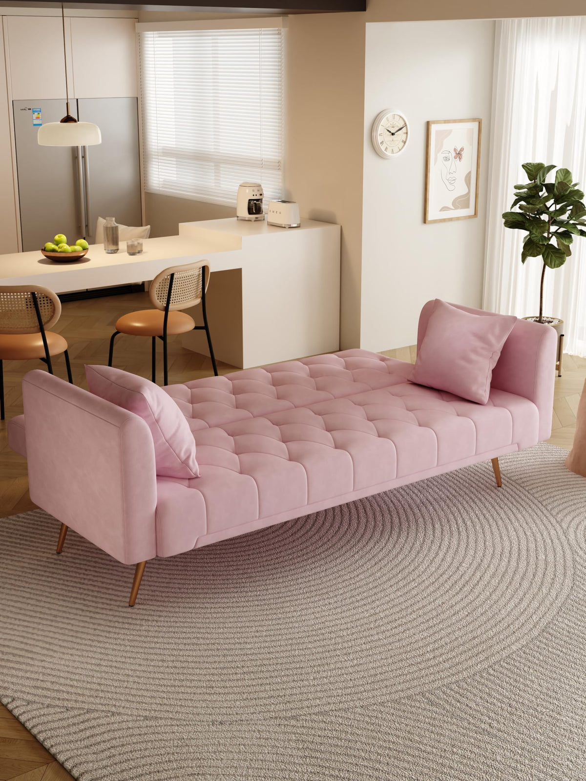 Pink Velvet 2 Seater Loveseat Sofa K184