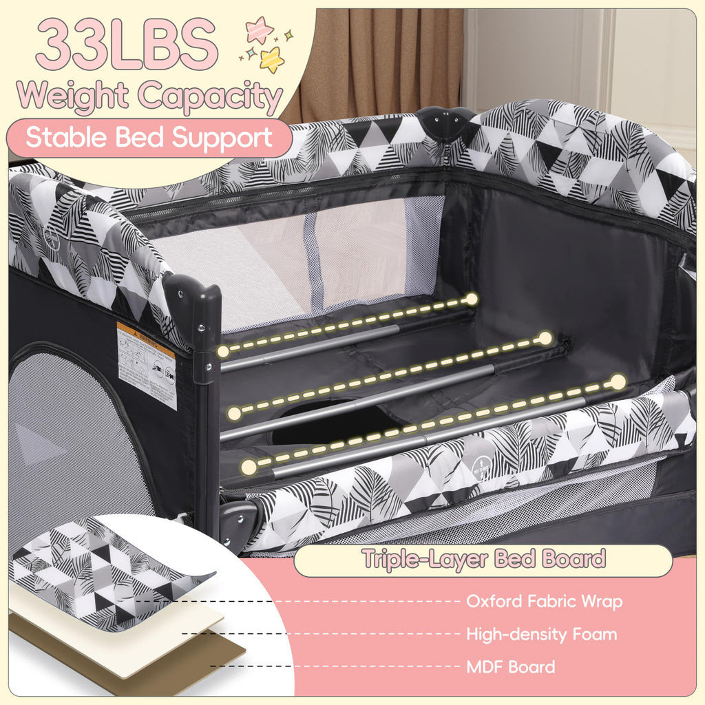 5-in-1 Baby Bassinet Bedside Sleeper with Changing Table S21236
