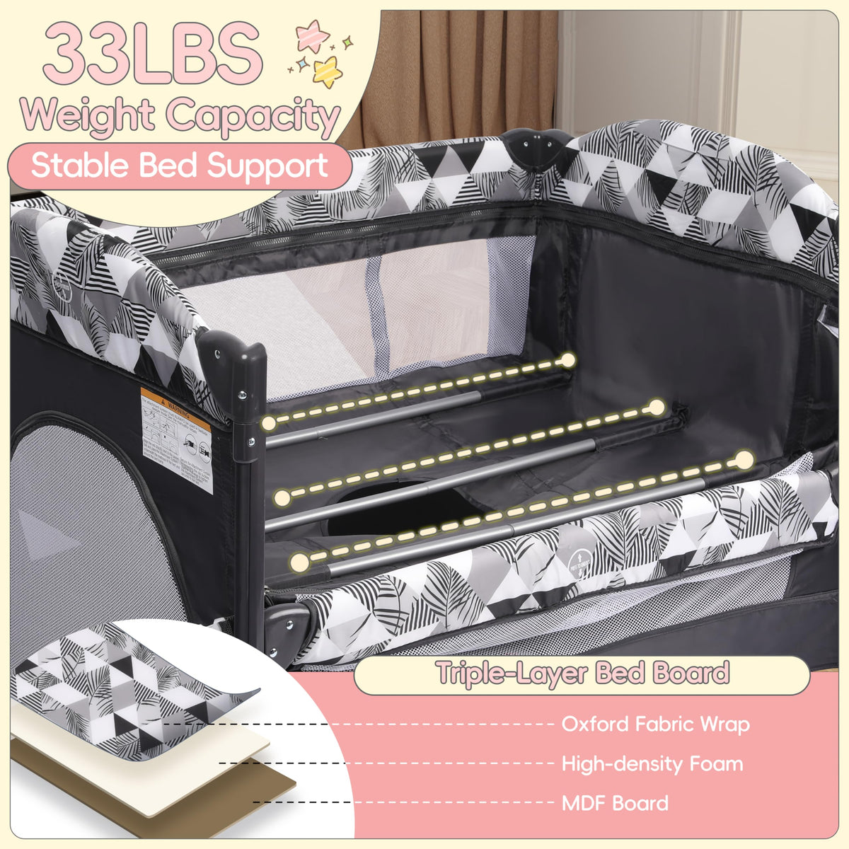 5-in-1 Baby Bassinet Bedside Sleeper with Changing Table S21236