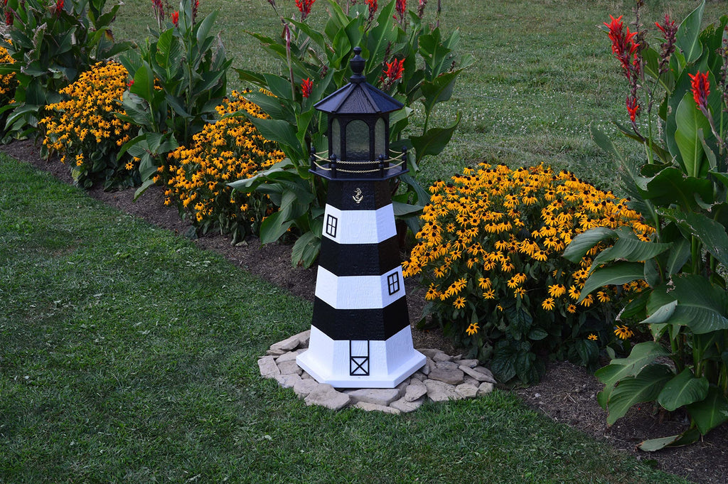 Amish-Made 48" Tall Outdoor Lighthouse with Solar LED Light O249
