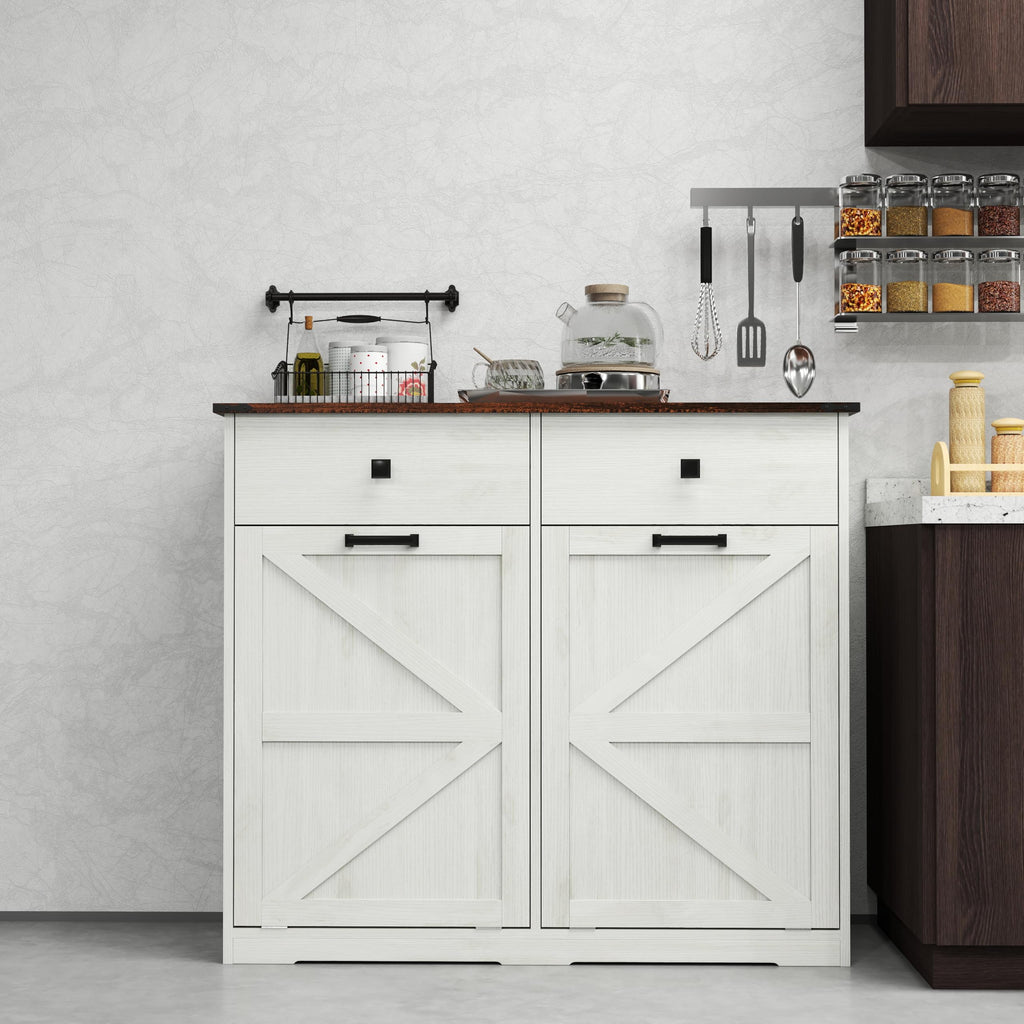 Double Tilt Out Trash Cabinet with Hideaway Drawer X55132