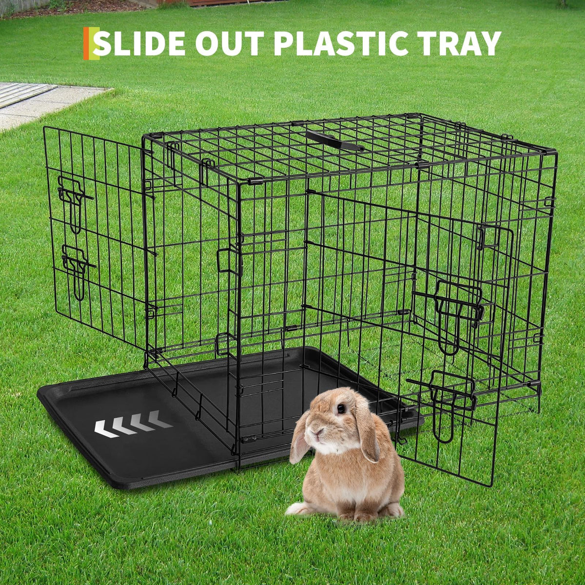 48 inch Portable Folding Dog Crate with Slide Out Tray S5951