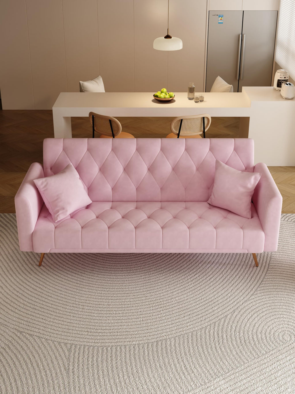 Pink Velvet 2 Seater Loveseat Sofa K184