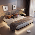 King Size Metal Platform Bed Frame with Charging Station and LED Lights F163734