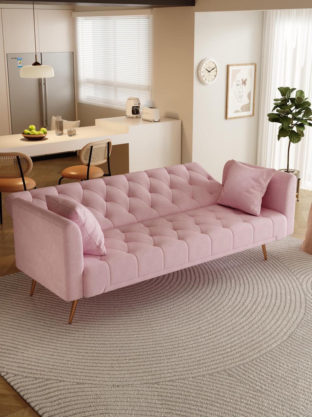 Pink Velvet 2 Seater Loveseat Sofa K184