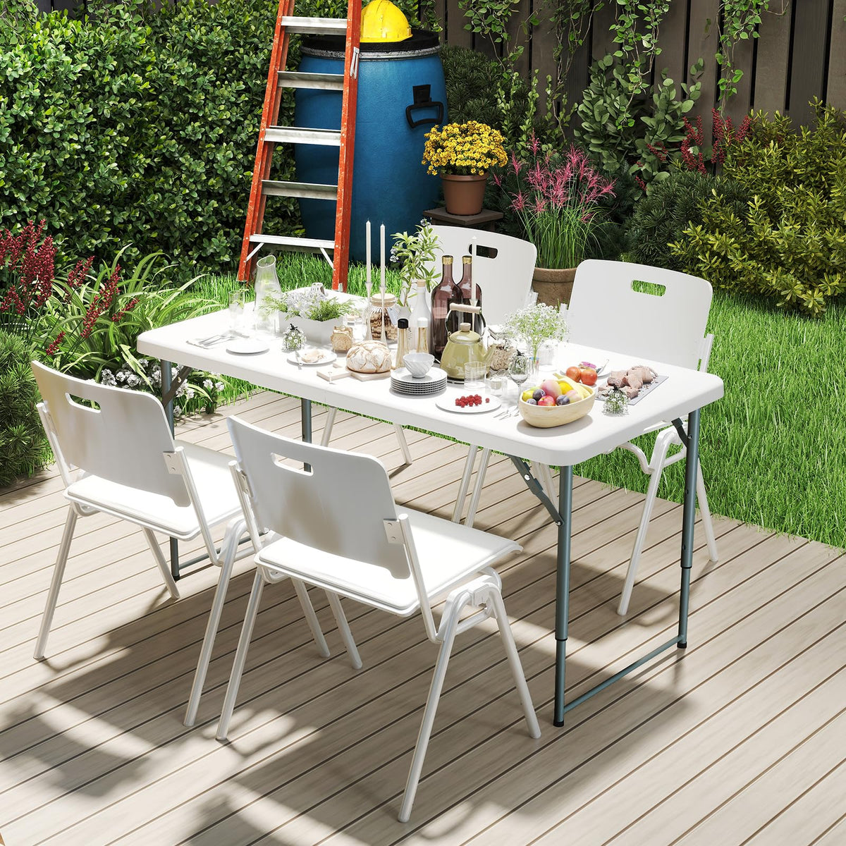 4 Foot Portable Heavy Duty Plastic Folding Table V1969
